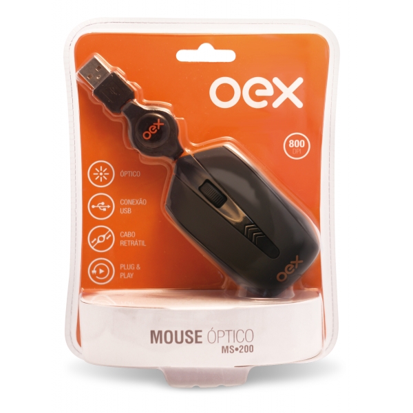 Mouse Óptico Retrátil USB - OEX Mouse Óptico Retrátil USB - OEX